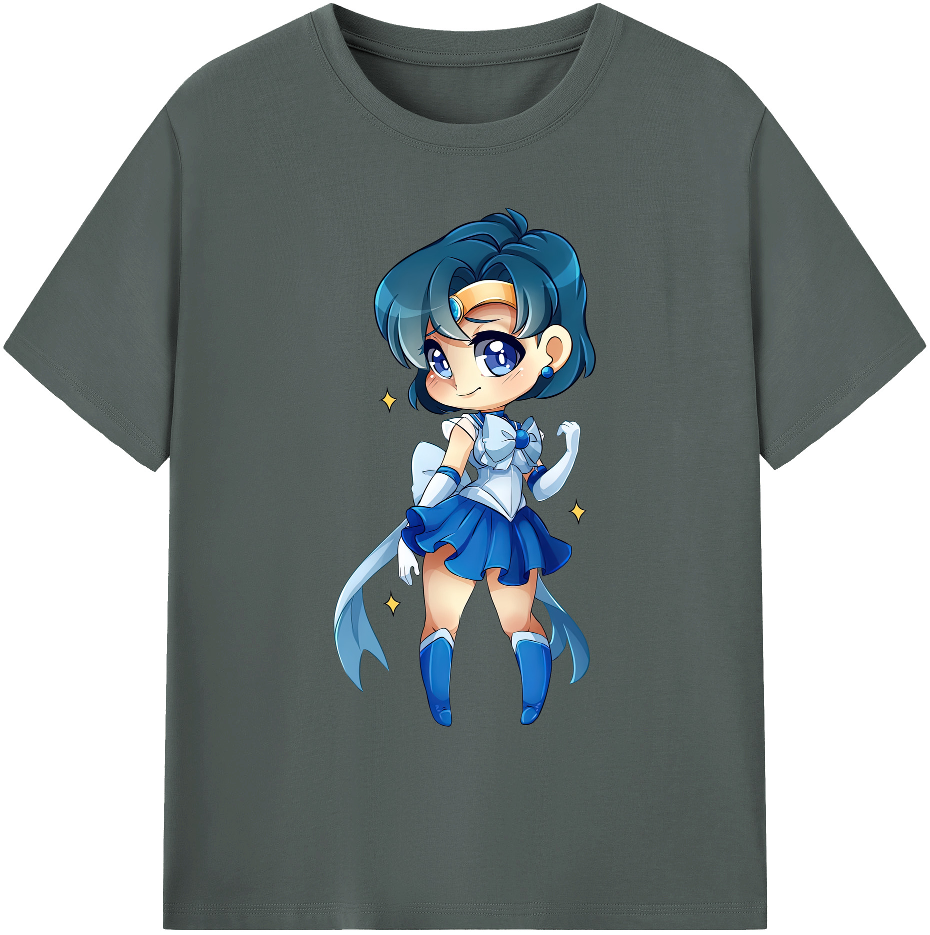 （画像用） 美少女戦士セーラームーン 水野 亜美 みずの あみ Sailor Moon Mizuno Ami 綿100％ メンズ半袖Tシャツ｜肌触りやわらか＆通気性
